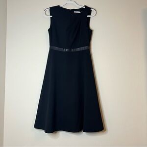 Calvin Klein black a-line dress asymmetric rouched top zip back women's‎ 4